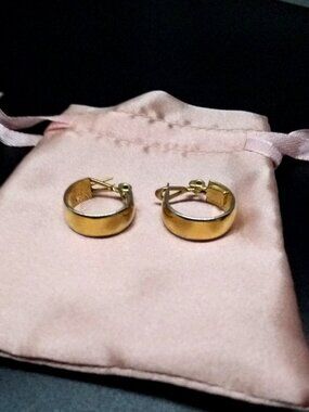 Monet Gold Tone Pierced Ear Half Hoop Earrings